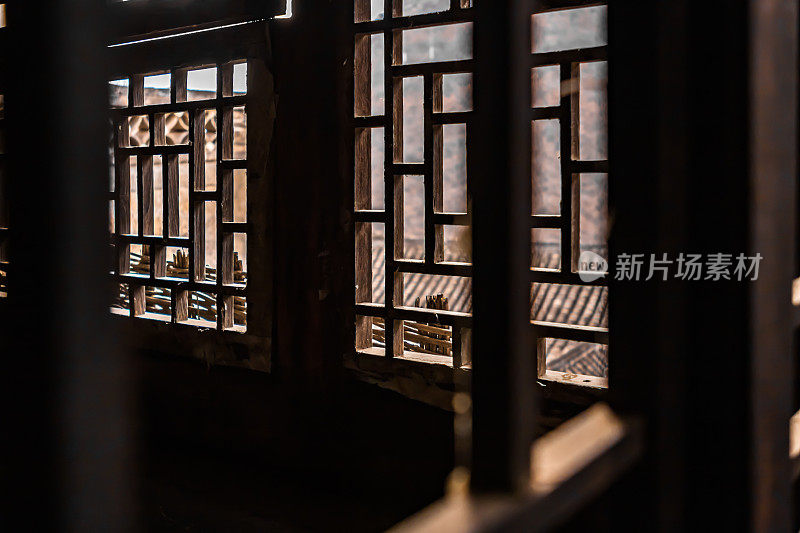 Chinese style, wooden windows, looking out